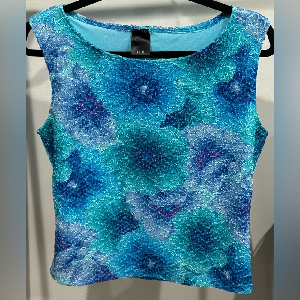 j.t.b Blue, Turquoise, & Purple Floral Tank Top Size XL
